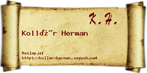 Kollár Herman névjegykártya